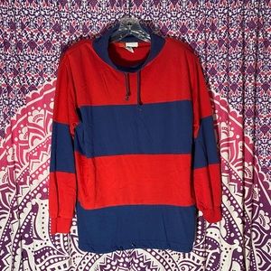 Vintage Headliner Sweater Shoulder Pads Red Blue Size Medium